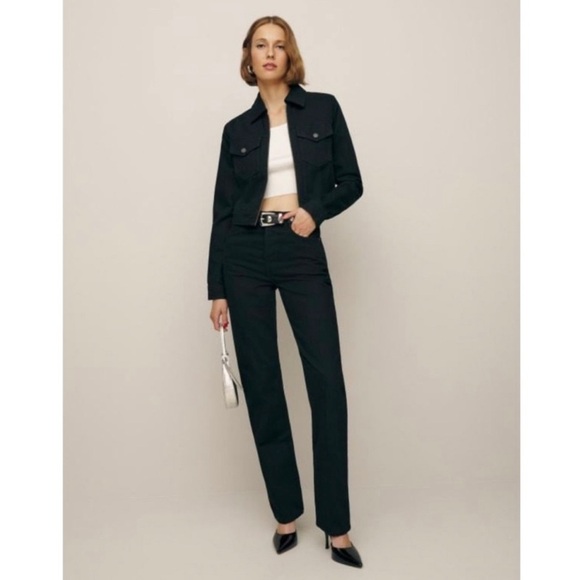 NWT Reformation x Camille Rowe Mid Rise Relaxed Straight Jeans Black 30 - Picture 4 of 13